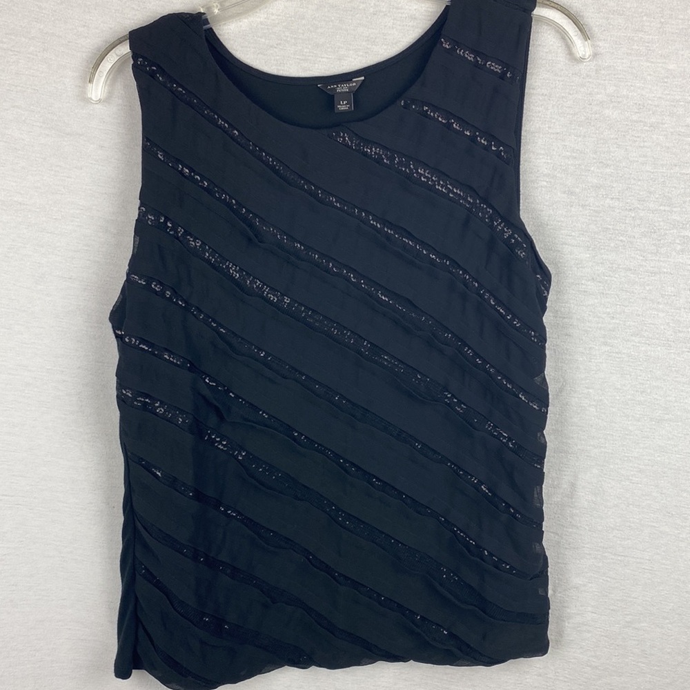 Ann Taylor black sleeveless top size Large Petite